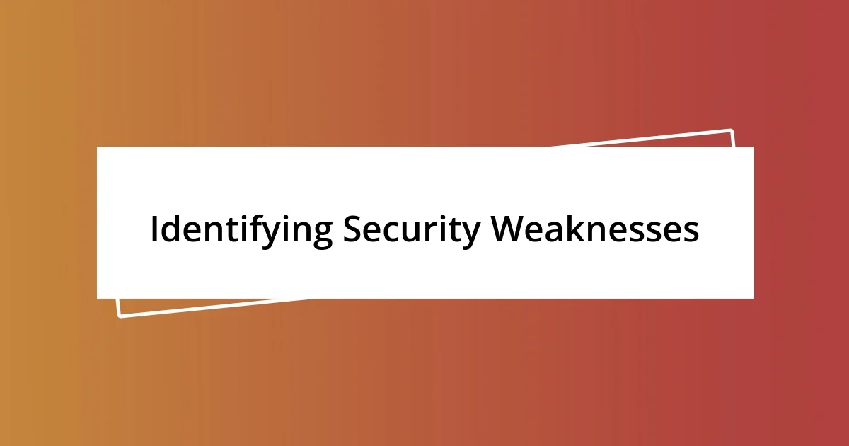 Identifying Security Weaknesses