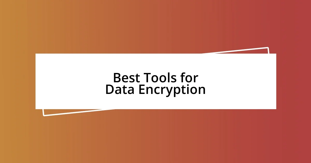 Best Tools for Data Encryption