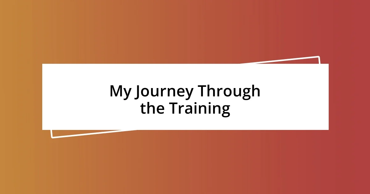 My Journey Through the Training