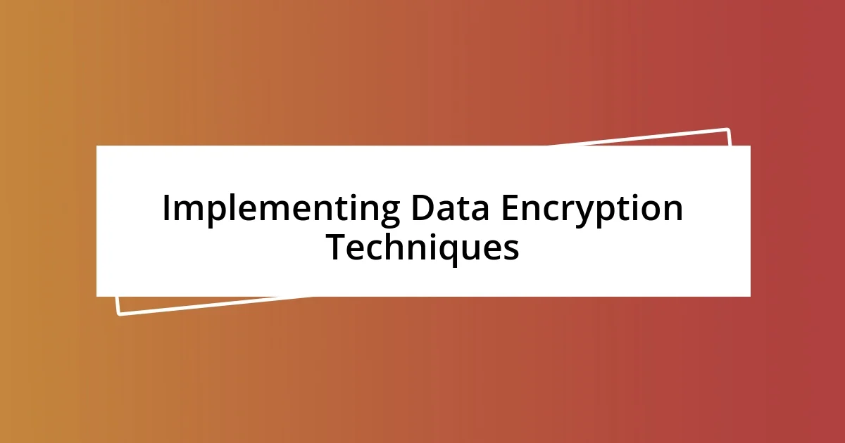 Implementing Data Encryption Techniques